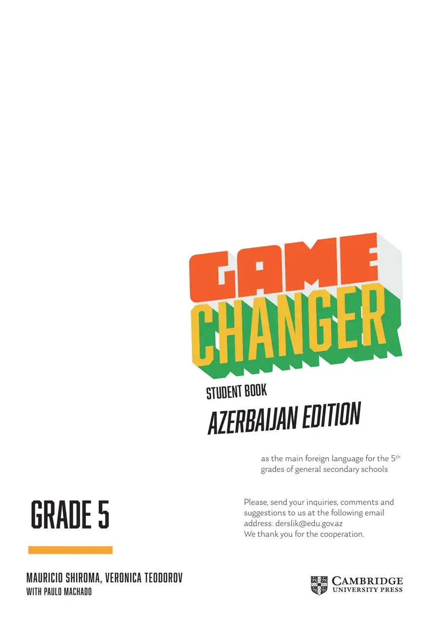 Title page: Game Changer, Student’s Book, Azerbaijan Edition, Grade 5, Cambridge